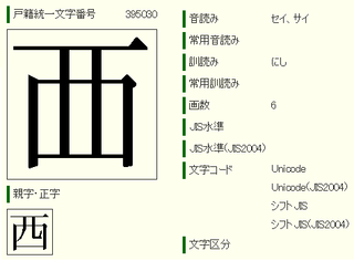 西 という漢字について 私の名前には 西 が付いていますが 戸籍上で Yahoo 知恵袋