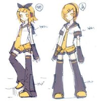 ボーカロイド鏡音リンの画像で黒いズボンのものと黄色いズボンのものがあ Yahoo 知恵袋