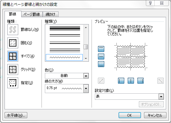 エクセルで四角の線を波線にしたい やり方を教えてください 添付図 Yahoo 知恵袋