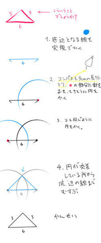 コンパスを使って二等辺三角形を書く方法を教えて下さい 底辺が Yahoo 知恵袋