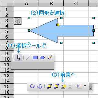 Openofficecalcで矢印のオブジェクトを挿入し、セルの背景 - Yahoo 