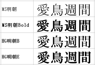 愛 鳥 週 間 この四文字の明朝体を教えてください Yahoo 知恵袋