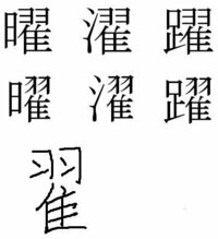 漢字の書き方曜躍濯 漢字の書き方で曜躍濯の右の作りの上 Yahoo 知恵袋