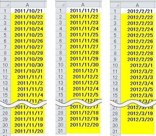 エクセルでカレンダーを21日始まりの翌月20日締めの縦のカレンダーを作成し Yahoo 知恵袋