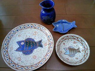 くずし文字で読めない製造者名の陶器魚の絵が書いてある皿を探しています。 -  - Yahoo!知恵袋