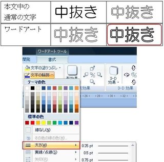 Wordで中抜き文字の縁取りを太くするやり方おしえてください W Yahoo 知恵袋