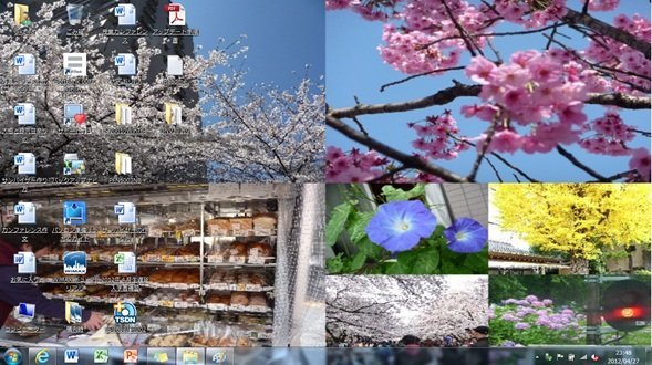 パソコンのデスクトップをいろんな写真を組み合わせて乗せたいのですが 