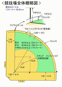 ソフトボールについて ソフトボールのグラウンドの面積はどのくらいですか Yahoo 知恵袋