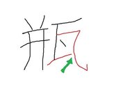 漢字の 瓶 の右側の部分についてです 瓶 の9画目と10 Yahoo 知恵袋