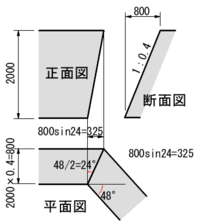 間知ブロックの展開図を作図をする際に H 00 Sl 21 Yahoo 知恵袋