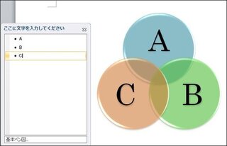 ワードでﾍﾞﾝ図の中に文字を入れる方法というのはあるのでしょう Yahoo 知恵袋