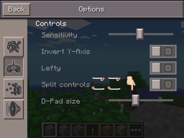 マインクラフトpeで 移動するボタンが大きくなりました バグ何 Yahoo 知恵袋