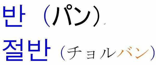 韓国語で半分は何って言いますか 教えてください 半分 반 パン Yahoo 知恵袋