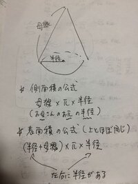 中学生です 円錐の表面積の求め方が わからないです 側面積 母 Yahoo 知恵袋