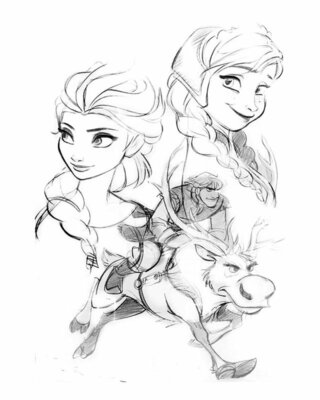 ネットで アナと雪の女王 のキャラクターの様々な表情が鉛筆画で描かれたものや初 Yahoo 知恵袋