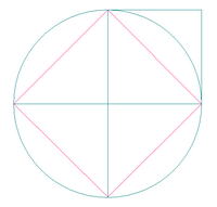 小学生の図形の面積を求める問題です 1辺が4ｃｍの正方形の各頂点を通る円があり Yahoo 知恵袋