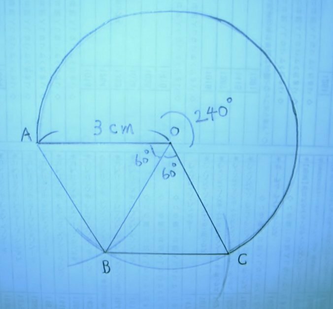 数学のおうぎ形の書き方を教えてください 半径3cmで中心角が2 Yahoo 知恵袋