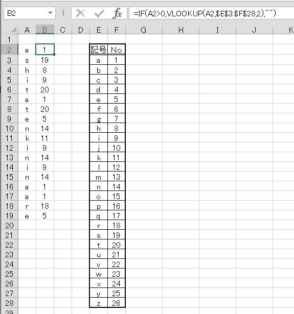 文字を指定した数字に変換excelでアルファベットを指定した Yahoo 知恵袋