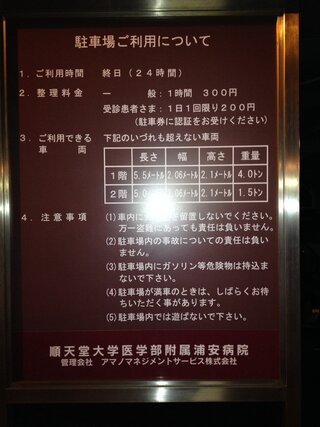 順天堂大学付属浦安病院の駐車場の料金をご存知の方いらっしゃいますか 教えてい Yahoo 知恵袋