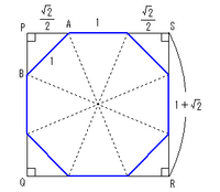 一辺の長さが1の正八角形の面積の簡単な求め方を教えて下さい 答えでは余弦 Yahoo 知恵袋