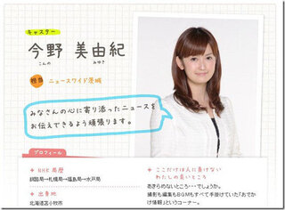 以前 Nhkのキャスターにいた今野美由紀さんという方をご存知でしょう Yahoo 知恵袋