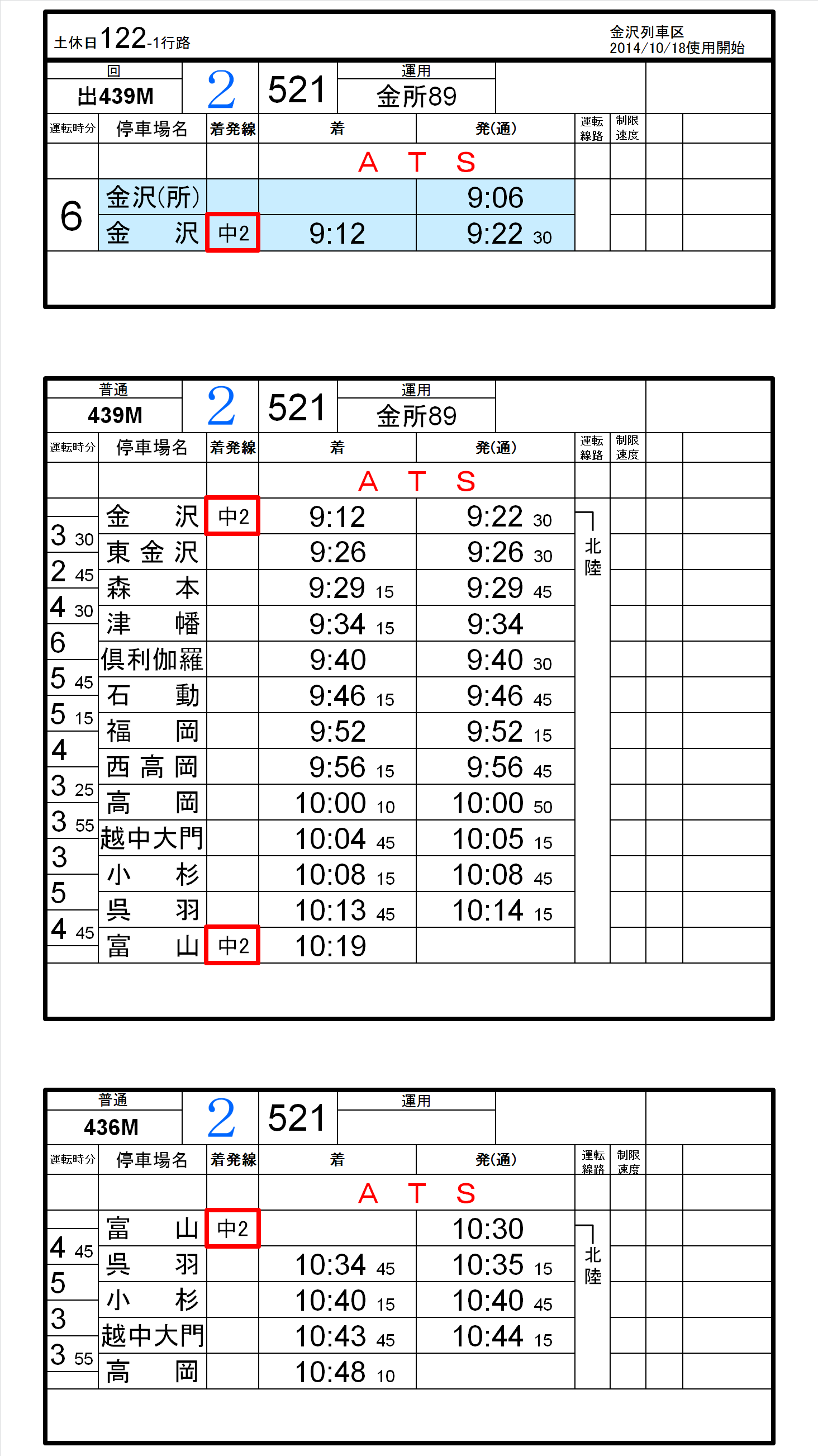 スタフ(運転士時刻表)についてです。現在、スタフ(運転士時刻表
