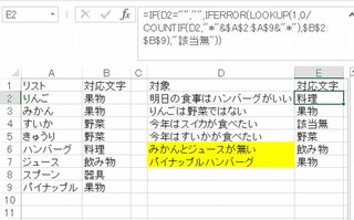 Excelリストある文字が含まれる場合 対応する文字を返したい Yahoo 知恵袋