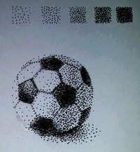 今中１で点描やっているんですがサッカーボールを点描でやっていますグラデー Yahoo 知恵袋