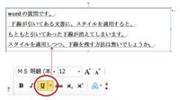Wordの質問です 下線が引いてある文書に スタイルを適用すると もともと引 Yahoo 知恵袋