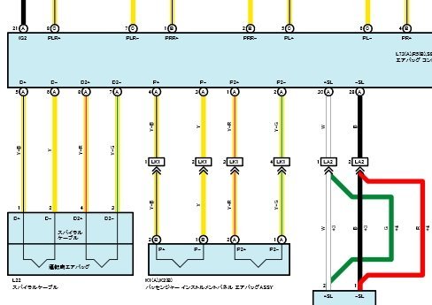 レクサスLS600hのスパイラルケーブルの配線図が見たいのですが