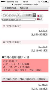 ドコモ Iphoneについて 1ヶ月間合計データ通信量と当月のパケット Yahoo 知恵袋