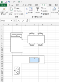 平面図をexcelで作成しています キッチンやベッドのイラスト 建築申 Yahoo 知恵袋