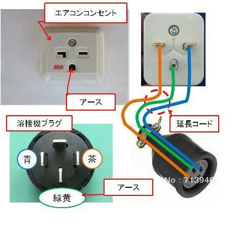 200v 茶 青 黒 つなぎ方