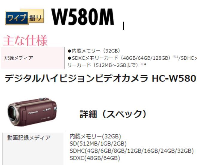 ビデオカメラパナソニックHC-W570Mを買ったのですが、SDカード12