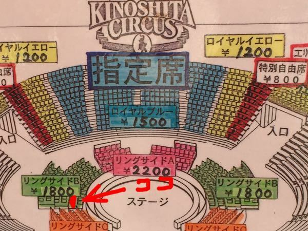 木下大サーカス札幌公演リングサイドB61、60番ってどんな席ですか