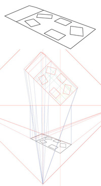 パースについての質問です 二点透視図法で建物のパースを描いています Yahoo 知恵袋