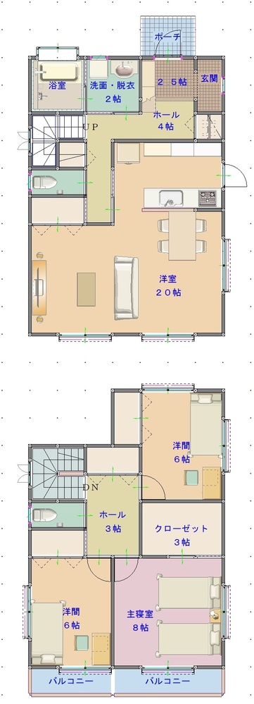 33.5坪の間取りについて夫婦2人と子供1人の3人家族です。この度家を 