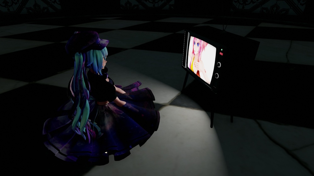 MMDで暗い部屋のなかでテレビを見ているようなシーンを作りたいです 