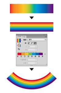 イラストレーターccで ７色のグラデーションをつくり ワープの円弧で横にグ Yahoo 知恵袋