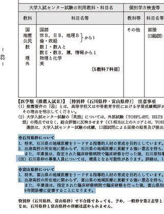 金沢大学医学部の入試で センター推薦一般枠があると思います 地域枠 Yahoo 知恵袋