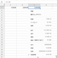 ｇｏｏｇｌｅスプレッドシートで時間の引き算の表示形式で教えてください 例えば Yahoo 知恵袋