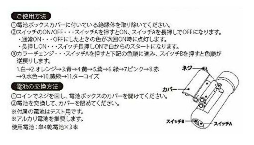 乃木坂の公式ペンライトの電源の入れ方を教えてください。説明書を