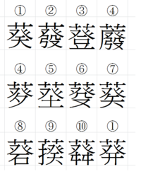 葵 という漢字の上の部分がそのままで 天 の部分だけ変わる漢字はない Yahoo 知恵袋