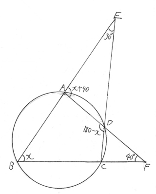 数学で角度を求める問題です 接弦定理 円に内接する四角形の性質 円周角 中 Yahoo 知恵袋