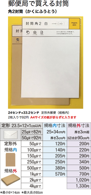 角2号封筒 に貼る切手はいくらですか 中に入れる物込みの封筒の Yahoo 知恵袋