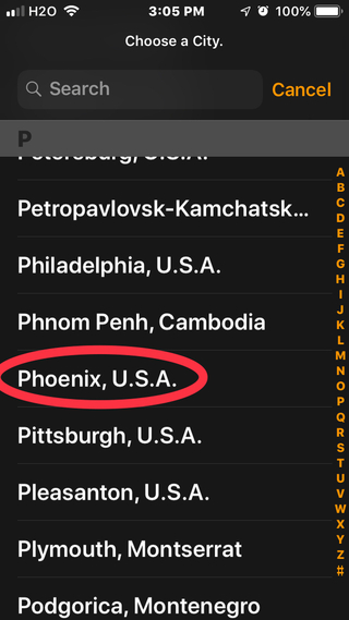 Iphoneの時計アプリでアメリカのアリゾナ州の時間を設定したいのですが探して Yahoo 知恵袋