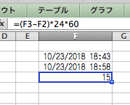 エクセルシリアル値の計算２つの時間を比較して 何分差であるかを取得したいのです Yahoo 知恵袋