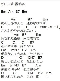 昔の曲なんですが 松山千春の置手紙という曲のギターコード探し Yahoo 知恵袋