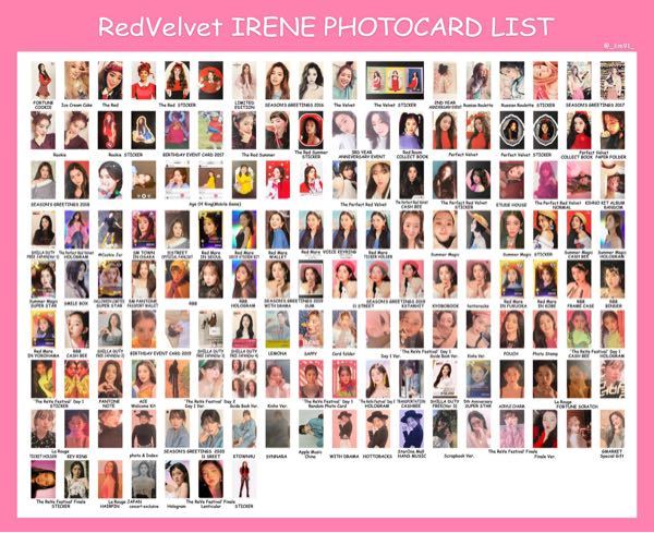 RedVelvetアイリーンとウェンディのトレカ一覧の写真お - Yahoo!知恵袋