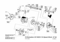 アブガルシアアンバサダーUC6500Cハイスピードウインチの分解図をさが